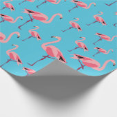 Papier Cadeau Tropical Summer Pink Flamingo Pattern (Coin)