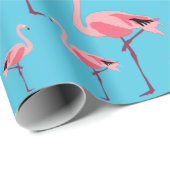 Papier Cadeau Tropical Summer Pink Flamingo Pattern (Coin rond)