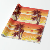 Papier Cadeau Tropical Sunset Beach Palm Tree Island (Déroulé)