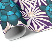 Papier Cadeau Tropical Turtle Floral Pattern Seamless Sea Turtle (Coin rond)