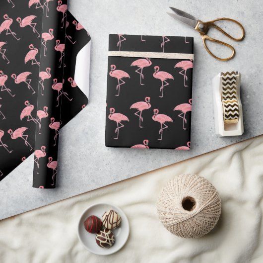 Papier Cadeau Trottes de flamants roses chauds sans couture (Artisanat)