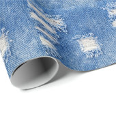 Papier Cadeau Trou, jean denim, texture déchirée (Coin rond)