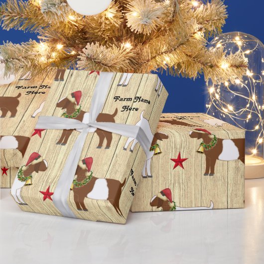Papier Cadeau Troupeau de chèvre de Noël rustique personnalisée (Vacances)