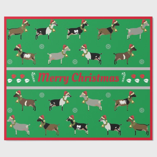 Papier Cadeau Troupeau de chèvres laitières de Noël (Plat)