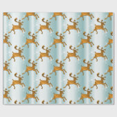 Papier Cadeau Troupeau de rennes d'or sur la glace Noël (Plat)