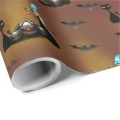 Papier Cadeau Trucs gothiques ou traiter spiderweb répétition (Coin rond)