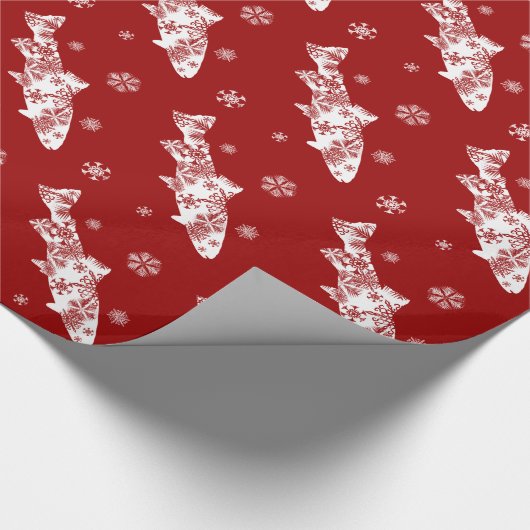 Papier Cadeau Truite à neige rouge et blanche (Coin)