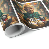 Papier Cadeau Trump As a Cheery Christmas Elf (Coin rond)