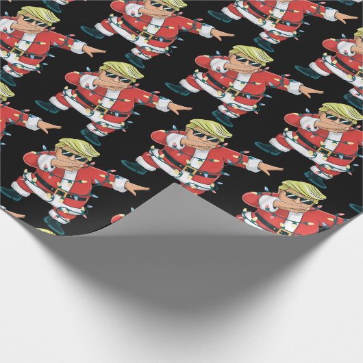Papier Cadeau Trump Dabbing Père Noël Trump Feux de Noël (Coin)