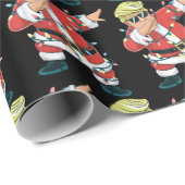 Papier Cadeau Trump Dabbing Père Noël Trump Feux de Noël (Coin rond)