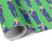 Papier Cadeau Trump Danse | Drôle Trump Danser Cadeau Vert (Coin rond)