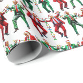 Papier Cadeau Trump danse | Trump Santa Hat Danse Noël (Coin rond)