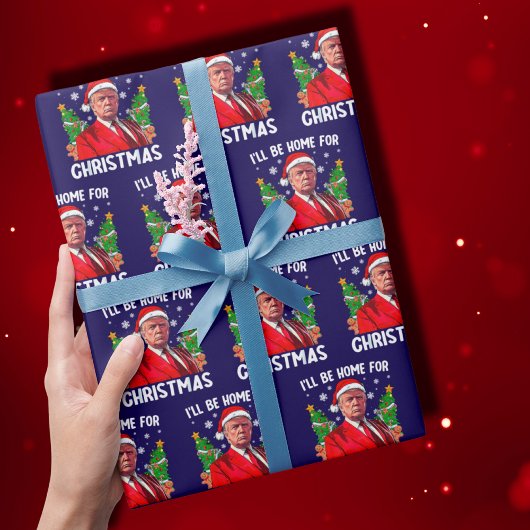 Papier Cadeau Trump Je serai à la maison pour Noël