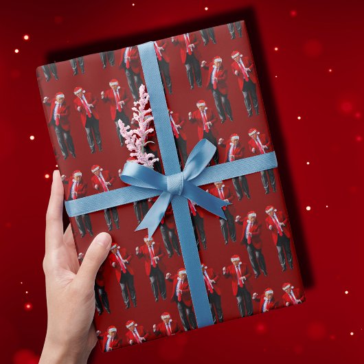 Papier Cadeau Trump Santa Hat Danse Noël | Trump Dance Red