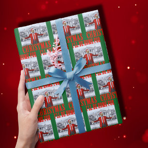 Papier Cadeau Trump Santa Hat   Je serai à la maison pour Noël v