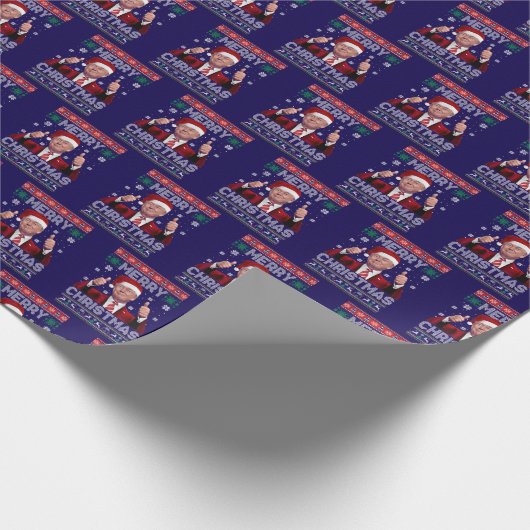 Papier Cadeau Trump Santa Hat Joyeux Noël Laide Sweat Bleu (Coin)