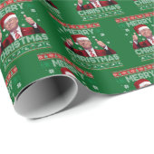 Papier Cadeau Trump Santa Hat Joyeux Noël Moche Sweat Vert (Coin rond)