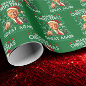 Papier Cadeau Trump Santa Hat | Make Christmas Great Again Green