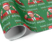 Papier Cadeau Trump Santa Hat | Rendre Noël super vert (Coin rond)