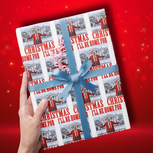 Papier Cadeau Trump Santa Hat | Trump Je serai à la maison pour 