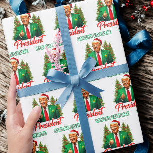 Papier Cadeau Trump Santa Hat Wrap Père Noël Président favori