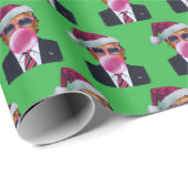 Papier Cadeau Trump souffler la bulle gomme de Noël vert (Coin rond)