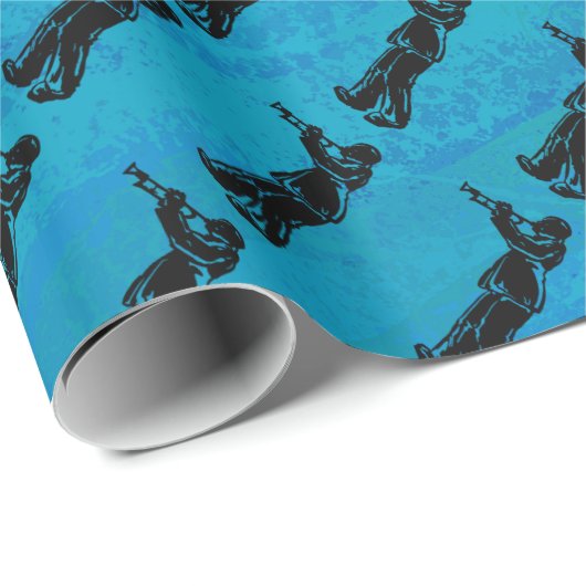 Papier Cadeau Trumpet bleu New York Boogie Nuits (Coin rond)