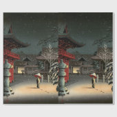 Papier Cadeau Tsuchiya Koitsu - Neige au temple de Nezu (Plat)