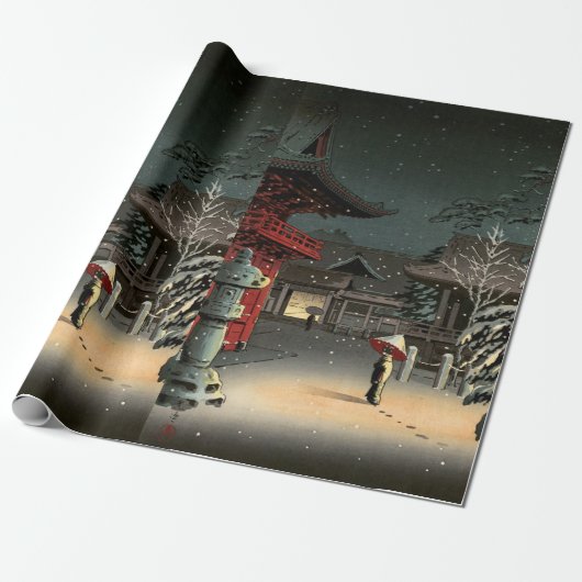 Papier Cadeau Tsuchiya Koitsu - Neige au temple de Nezu (Déroulé)