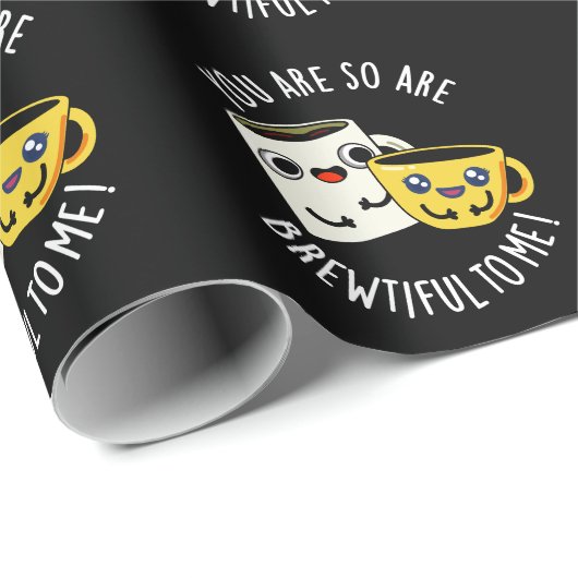 Papier Cadeau Tu Es Si Bref Pour Moi Coffee Pun Dark BG (Coin rond)