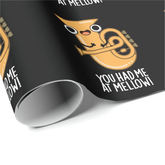 Papier Cadeau Tu M'As Eu À Mellow Funny Tuba Pun Dark BG (Coin rond)