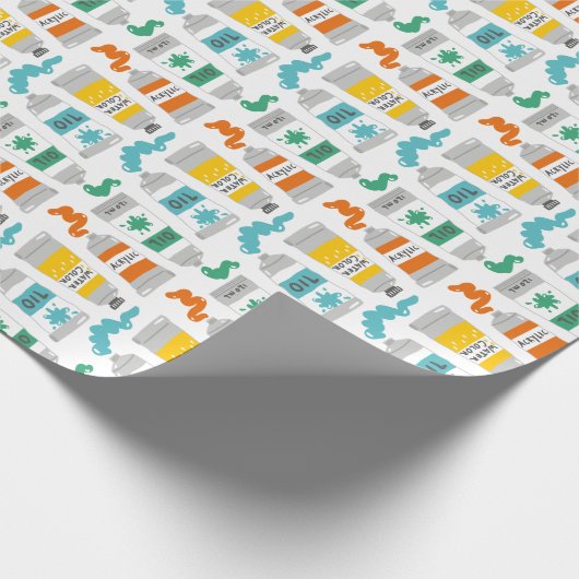 Papier Cadeau Tubes Peinture d'art mignonne sur blanc (Coin)