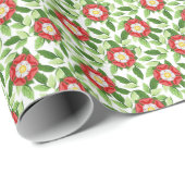 Papier Cadeau Tudor rose et feuille (Coin rond)