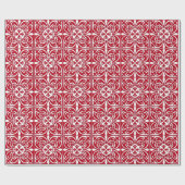 Papier Cadeau Tuiles marocaines - rouge foncé et blanc (Plat)