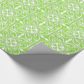 Papier Cadeau Tuiles marocaines - vert citron et blanc (Coin)