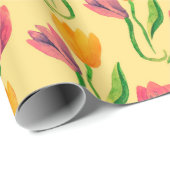 Papier Cadeau Tulip fleurs aquarelle transparente motif (Coin rond)