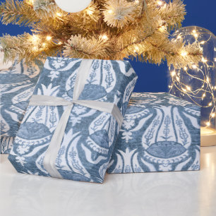 Papier Cadeau Tulipe et Treillis Art Floral Bleu de William Morr