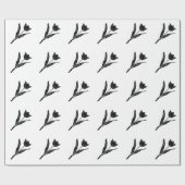 Papier Cadeau Tulipe noire, Noir et Blanc, Fleur, Floral (Plat)