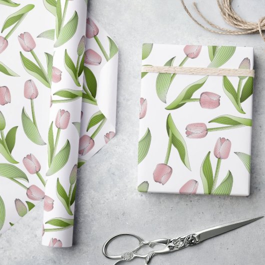 Papier Cadeau Tulipe rose moderne