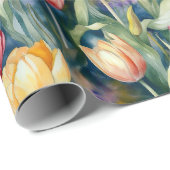 Papier Cadeau Tulipes aquarelles (Vivid) (Coin rond)