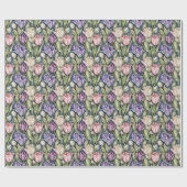 Papier Cadeau Tulipes classiques rose, violet, blanc (Plat)