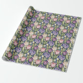 Papier Cadeau Tulipes classiques rose, violet, blanc (Déroulé)