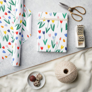 Papier Cadeau Tulipes Colorées