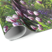 Papier Cadeau Tulipes de triomphe à drapeau blanc et violet (Coin rond)