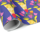 Papier Cadeau Tulipes D'Inspiration Rétro Sympa Gras Illustré À  (Coin rond)