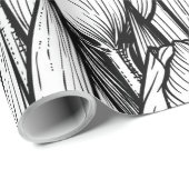 Papier Cadeau Tulipes en noir et blanc (Coin rond)