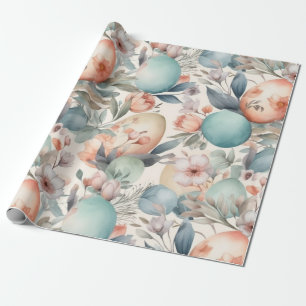 Papier Cadeau Tulipes et oeufs de Pâques