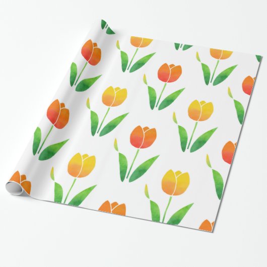 Papier Cadeau Tulipes jaunes et orange 2 (Déroulé)