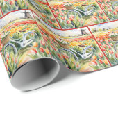 Papier Cadeau Tulipes Néerlandaises Dans Panier À Vélo (Coin rond)