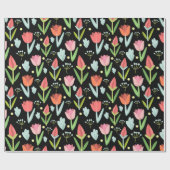 Papier Cadeau Tulipes Rouges Et Roses (Plat)